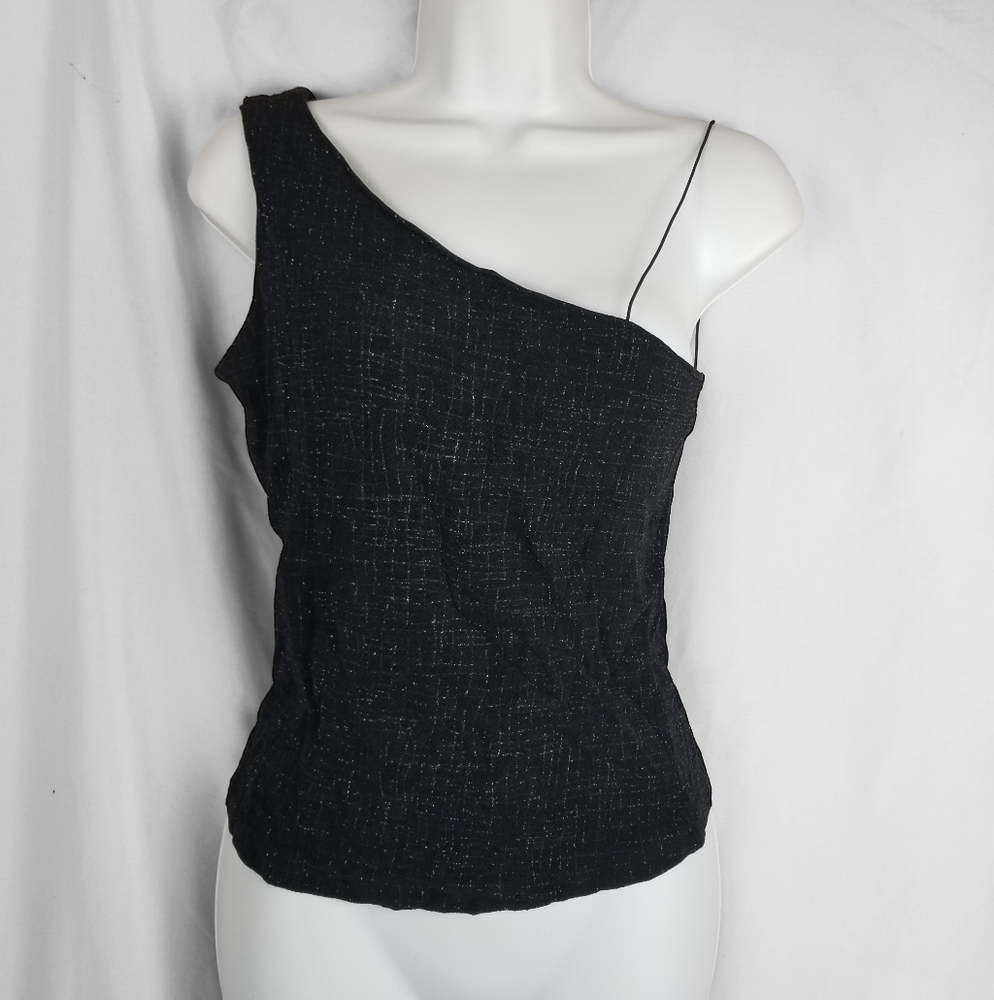 Women's One Shoulder Black Tank Top